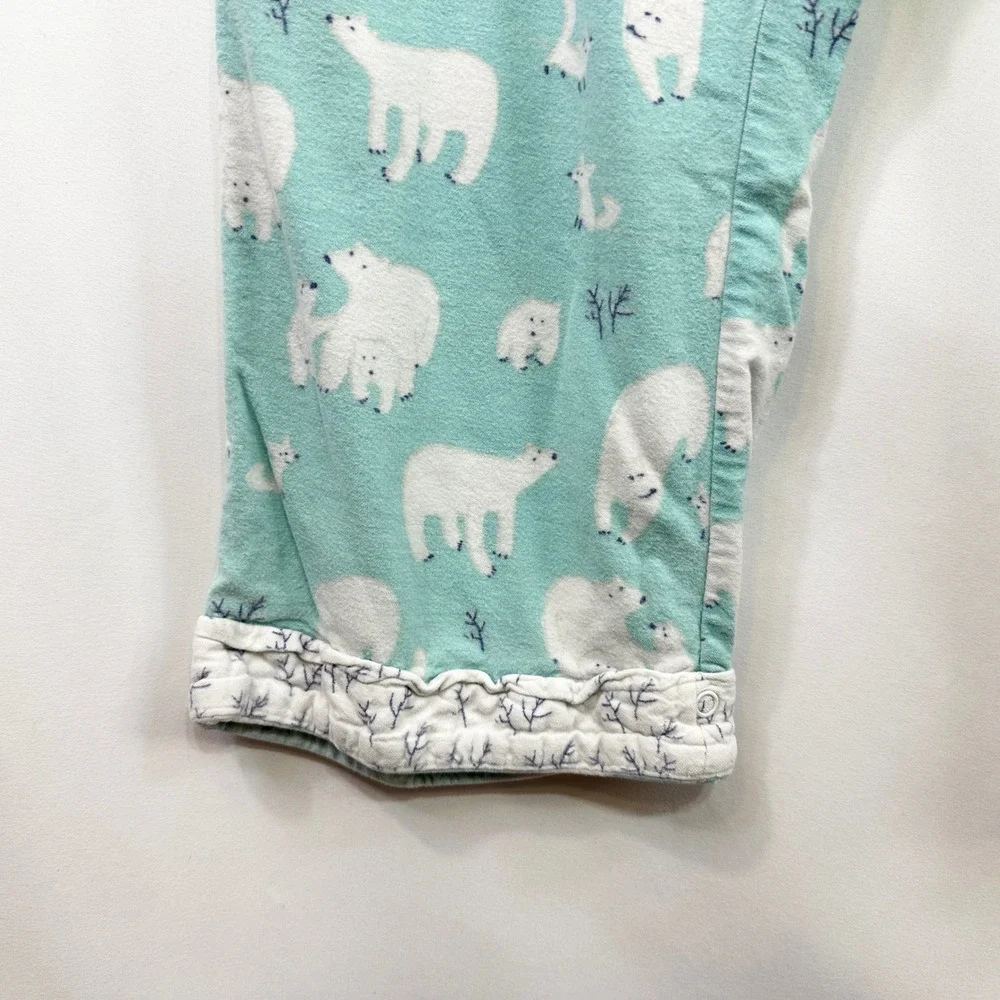 Munki‎ Munki Large Pajama Set Flannel Polar Bear Blue Womens Novelty Holiday 528